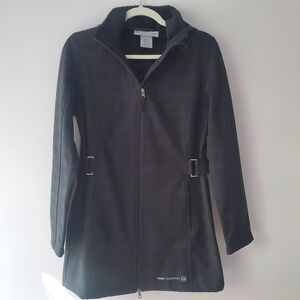 Free Country Woman's Black Plaid Hooded Trench Coat With Faux Fur Lining Sz S